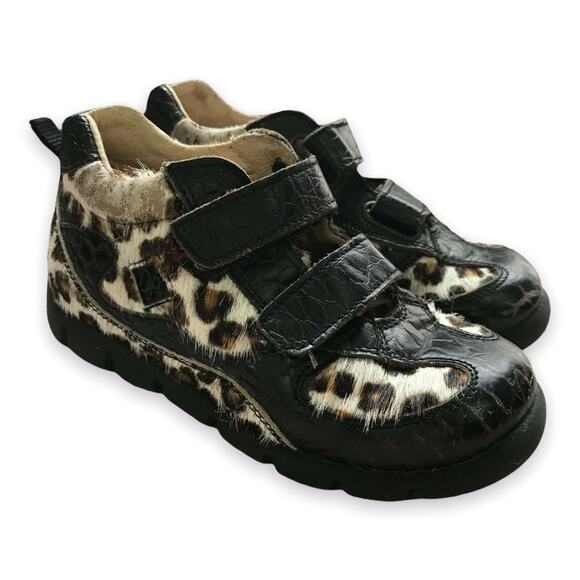 Donald J. Pliner Girls Shoes Size 27 10.5 Leopard Black Furry Ankle Boots Bootie - Picture 1 of 9